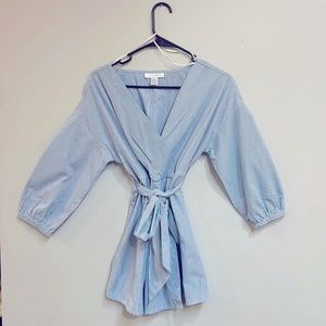 Motherhood Maternity | Blue & white striped V-neck tunic top w/sash | Si…